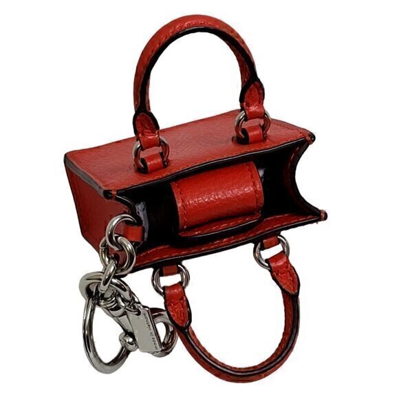 Coach Leather Mini Tote North South Red Bag Charm Keyring - Picture 8 of 9